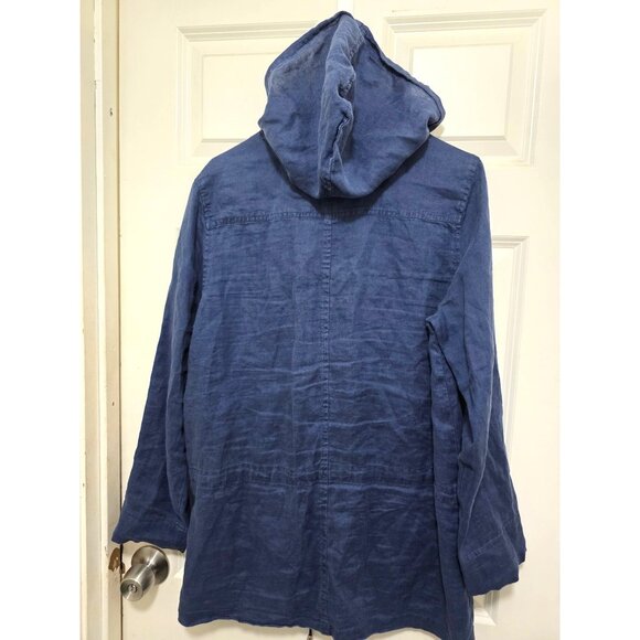 Kenar 100% Linen Women's Lightweight Blue Hooded Anorak Granny core Boho Jacket - Picture 4 of 9